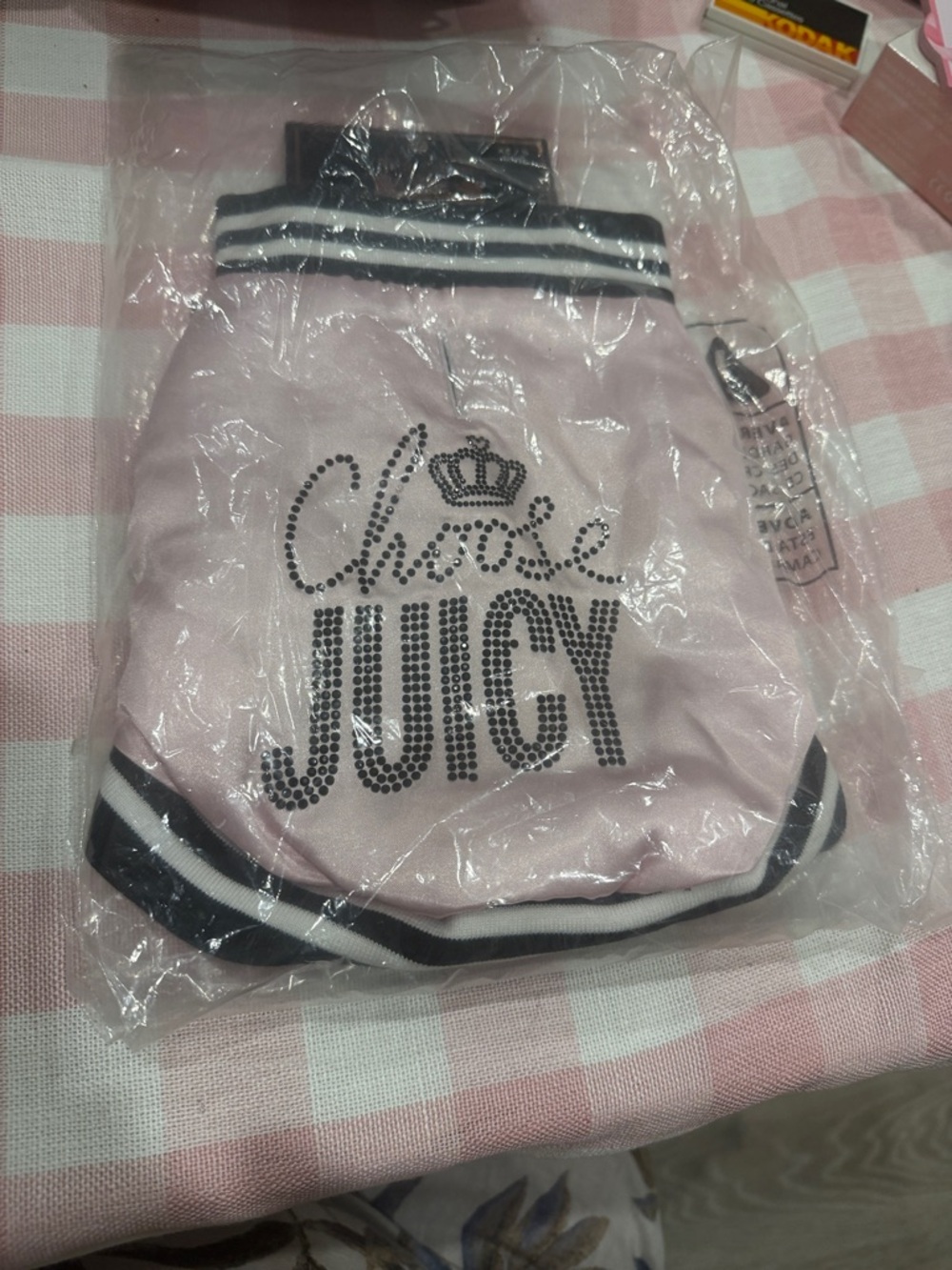 Juicy Couture Light Pink Crystal 'Choice Juicy' Pet Jacket size xs/s